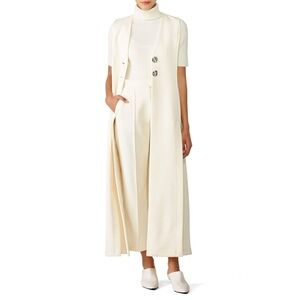 3.1 Phillip Lim Long Slit Button Vest - Cream White Sleeveless Duster Overcoat